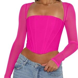 Refined Mesh Boned Corset Crop Top